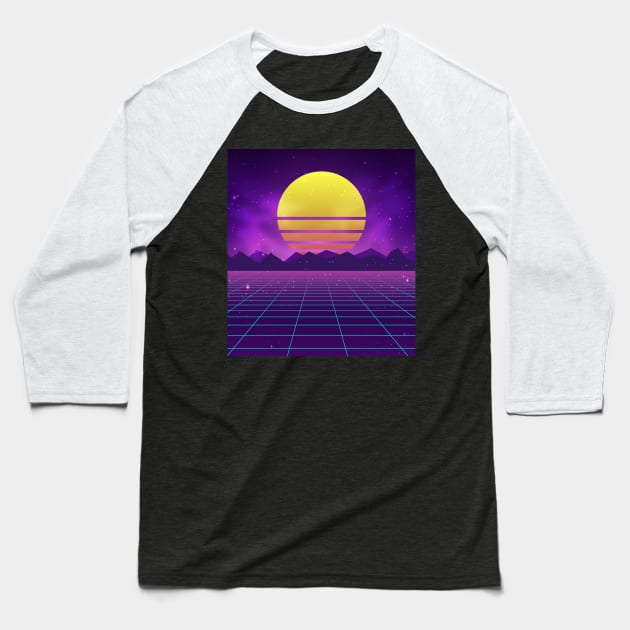 Vaporwave Midnight Aesthetics Baseball T-Shirt by edmproject